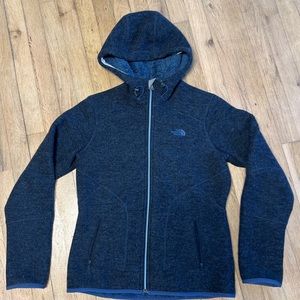 The North face jacket Wool Coat zip Up Fleece lining Small Cozy Hoodie S Blue